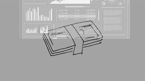 Animated Interface Data Processing Over Currency Illustrating Economy Concept