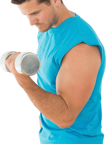 transparent image caucasian man lifting dumbbell bicep curl exercise - Download Free Stock Videos Pikwizard.com