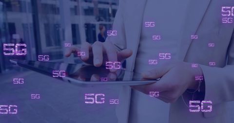 Businesswoman Using Tablet with 5G Technology