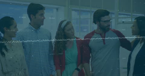 Diverse Team Collaborating with Data Interface Animation