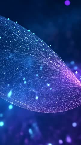 Flowing Neon Wireframe Rising Across Deep Navy Backdrop Vertical Looping Tech Visual