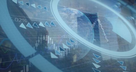 Digital Globe and Graphs in Futuristic Financial Interface