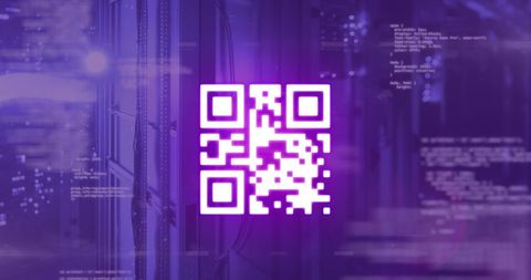 Glowing Purple QR Code with Futuristic Data Elements - Download Free Stock Images Pikwizard.com