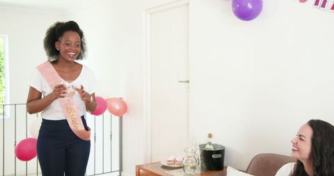 Happy Bride Bachelorette Party Celebration at Home