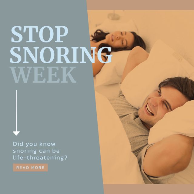 Stop Snoring Week Awareness With Sleeping Couple - Download Free Stock Templates Pikwizard.com