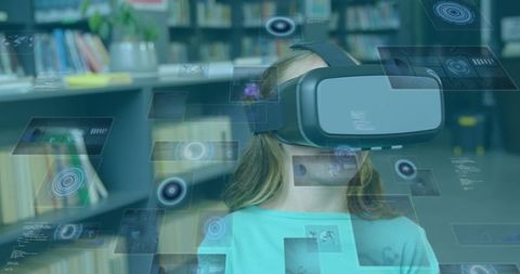 Young Student Using VR Glasses in Enhanced Reality Learning