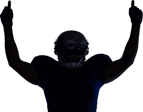 Transparent Silhouette of Celebrating American Football Player