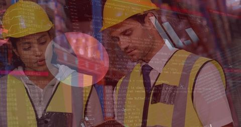 Warehouse Workers in Data-Driven Global Shipping Concept - Download Free Stock Images Pikwizard.com