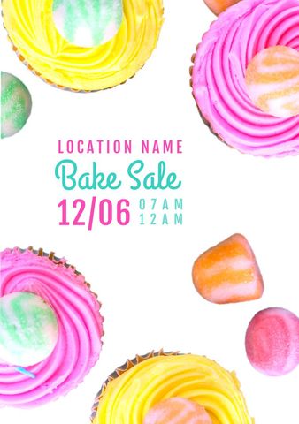 bright and colorful bake sale flyer with sweets - Download Free Stock Templates Pikwizard.com
