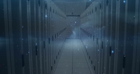 Futuristic Data Center Animation with Digital Data Flow