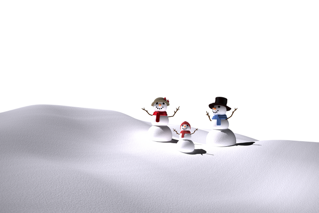 Vertical transparent family of snowmen in sunny winter snow background - Download Free Stock Videos Pikwizard.com