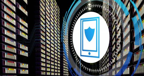 Secure data processing with digital shield icon
