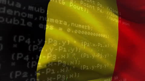 German Flag with Programming Code Overlay Representing Technology