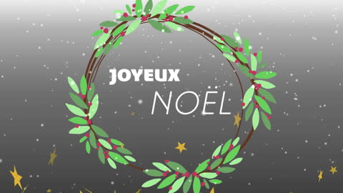 Joyeux Noël Festive Wreath with Falling Snow