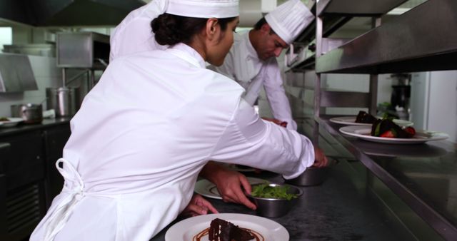 Chefs Preparing Gourmet Dessert in Professional Kitchen - Download Free Stock Images Pikwizard.com