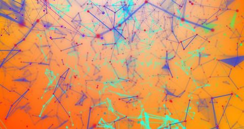 Abstract Network Connections Over Vivid Orange Background