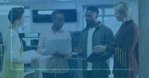 Diverse Professional Team Collaborating in Modern Office Setting