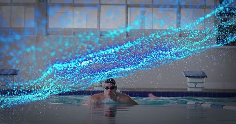 Focused Swimmer Training with Dynamic Blue Energy Effect