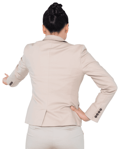 Confident Asian Businesswoman in Beige Suit on Transparent Background