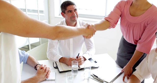 Business Meeting Concluded with Handshake in Modern Office - Download Free Stock Images Pikwizard.com