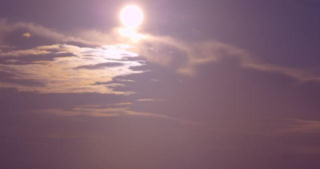A serene sky with the sun shining through scattered clouds, with copy space - Download Free Stock Photos Pikwizard.com
