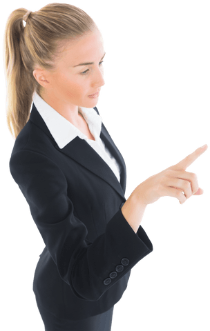 Transparent Background of Businesswoman Pointing Gesture