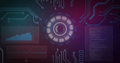 Futuristic Digital Interface with Data Graphics and Code Elements - Download Free Stock Images Pikwizard.com