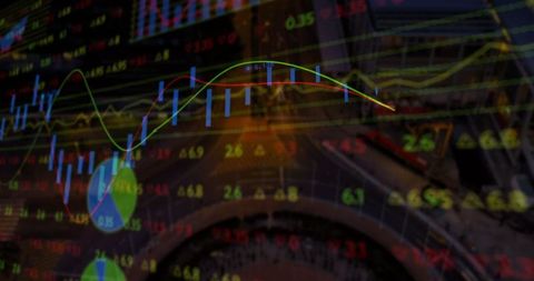 Dynamic Trading Floor Overlay with Candlesticks and Chart Patterns