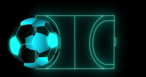 Digital Football Over Neon Stadium with Futuristic Glow