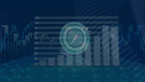 Futuristic Data Processing with Clock Overlay