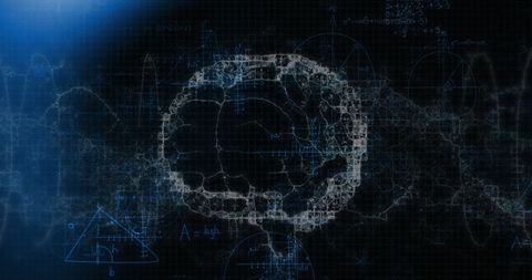 Digital Brain Overlay with Mathematical Equations on Black Background - Download Free Stock Images Pikwizard.com