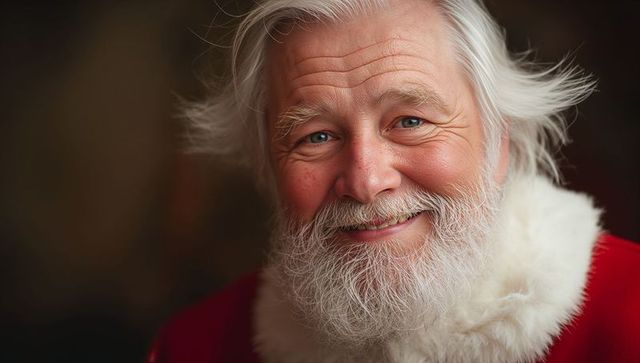 Cheerful Santa Claus Smiling Portrait in Red Coat
