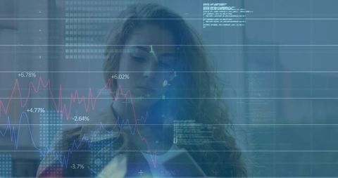 Businesswoman Analyzing Data With High Technology Charts