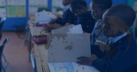 African american students engaged in classroom activity