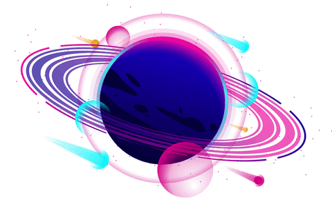 neon-ringed planet with comets on transparent cosmic background - Download Free Stock Videos Pikwizard.com