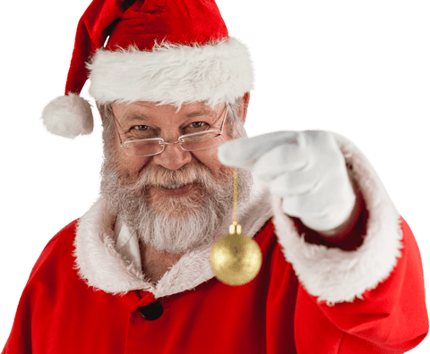 Transparent Santa Claus Holding Golden Christmas Bauble - Download Free Stock Videos Pikwizard.com