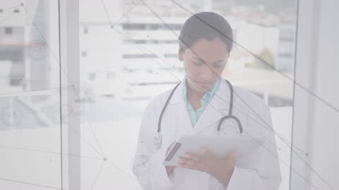 Doctor Analyzing Digital Data in Modern Office