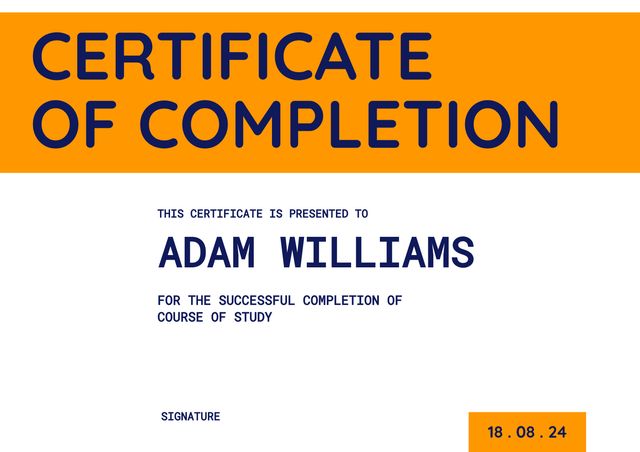 Bold Certificate of Completion Template with Modern Design - Download Free Stock Templates Pikwizard.com