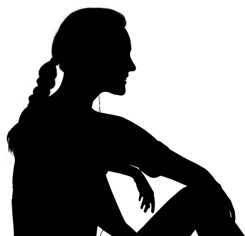 Transparent silhouette of woman enjoying music alone