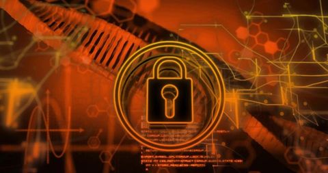 Futuristic Cybersecurity Interface Featuring Padlock Symbol