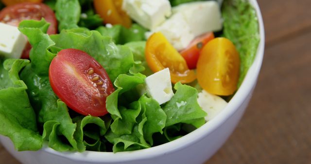 Fresh Vegetable Salad with Cherry Tomatoes and Feta Cheese - Download Free Stock Images Pikwizard.com