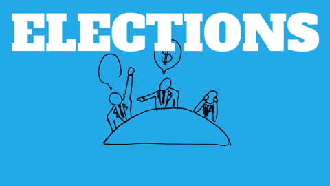 Elections Theme Animation with Symbolic Doodles on Blue Background