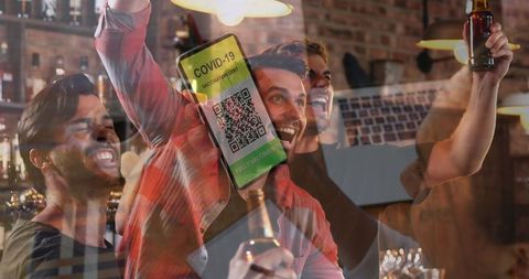 Digital covid-19 passport reflecting social reopening in bar leisure