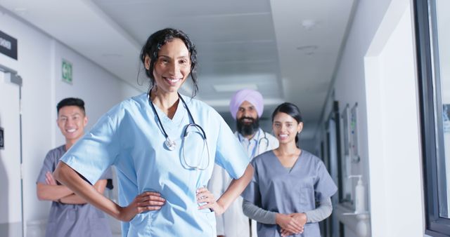 Confident and Diverse Healthcare Team in Hospital Corridor - Download Free Stock Images Pikwizard.com