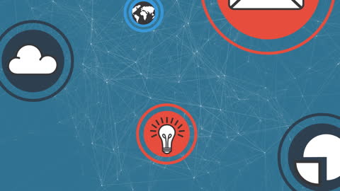 Digital Network with Media and Technology Icons Illustration