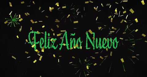 Feliz Año Nuevo Fireworks and Gold Confetti Celebration - Download Free Stock Images Pikwizard.com