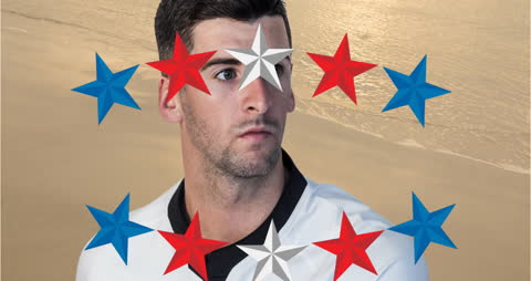 Young Athlete with Overlaying Stars Watching Intently