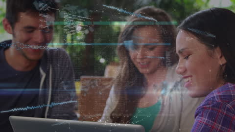 Happy Students Engaged with Technology and Data