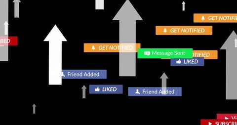 Social Media Alerts Over Dynamic Arrows on Black Background - Download Free Stock Images Pikwizard.com