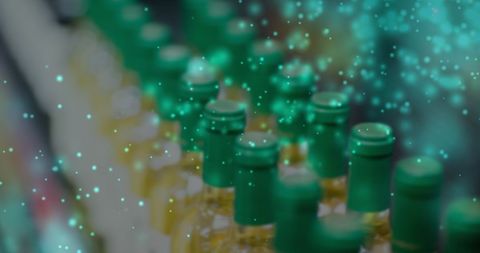 Abstract Green Bottles with Sparkling Lights